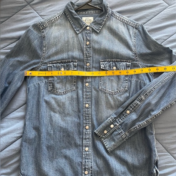 J. Crew Denim Pearl Snap Button Up Shirt - Picture 4 of 6